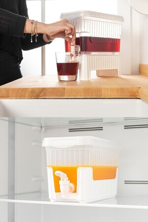Kühlschrankkrug mit Wasserhahn, tragbarer Wasserspender mit Ständer, Limonadenspender, weiße Farbe bnvsmslksrh - bonevas