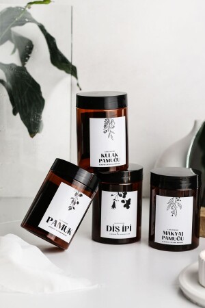 KULAK PAMUĞU-PAMUK-MAKYAJ PAMUĞU- DİŞ İPİ MİDİ BOY BEYAZ ETİKETLİ KAVANOZ 200ML - Lalezen Home