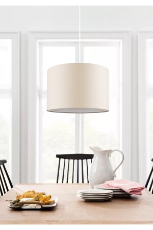 Kumaş Başlıklı Sarkıt Avize Krem Renk - Salon Yatak Odası AYD-2874 - HOMİNG