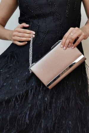 Kumaş Pudra Abiye Kadın Clutch Çanta - Nazart