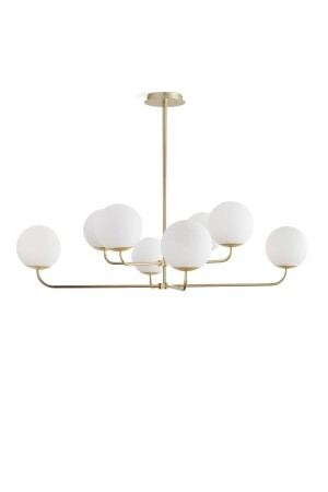 Kumru 8-Piece Antique Modern Chandelier with White Glass KMRU-ESKT-08 - BSA LIGHTING