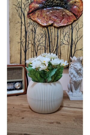 Künstliches Gänseblümchen in mittelgroßem Topf, realistisches Aussehen, künstliche Blume, Gänseblümchen, für Badezimmer, Tisch, Balkon, Dekoration, 20 cm - La Bella Bazar
