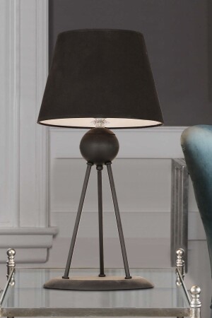 Kunter Siyah Modern Tasarım Salon-Oturma Odası-Yatak Odası Retro Abajur 3580-1M-BL - Apliqa
