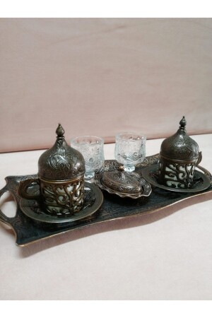 Kupfertassen-Set mit 2 filigranen Tassen. Kupferplattiert. Set mit 2 Kupfertassen für Kaffee - bakırmutfak
