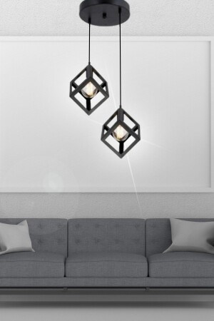 Küpür 2-Piece Black Pendant Lamp Chandelier - Bedroom - Living Room - Kitchen - Hall 2 000043 - Light