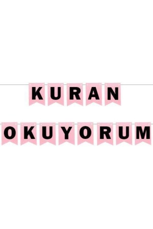 Kuran Okuyorum Yazısı Pembe 180 Cm - Parti Dükkanım