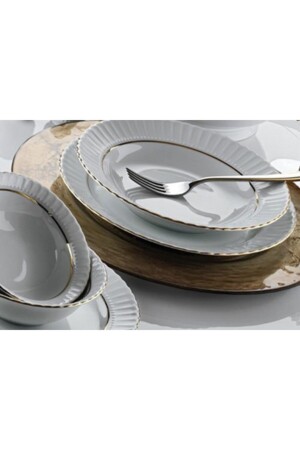 Kütahya Sedef Gilded 24 Piece Porcelain Dinner Set SDFKTH - Kütahya Porselen