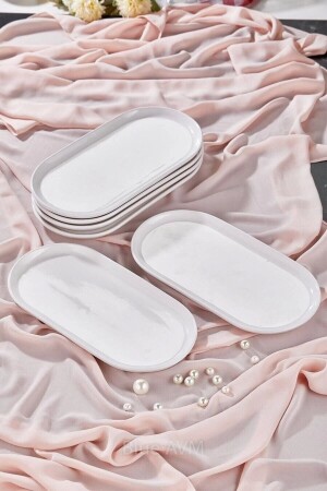 Kütahya Series 4-Piece Serving Plate 28x14 cm Ceramic 4-Piece DATÇA - Blue