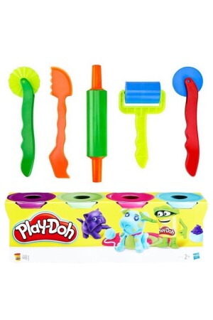 l Play Dough 448 gr 4 Colors + Brons Roller Knife Set Play Dough Molds MM-BMB - Play Doh
