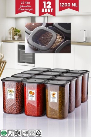 Labeled 12 Pieces 1200 Ml Economical Unbreakable Anthracite Storage Container TYC00826161489 - Nandy Home