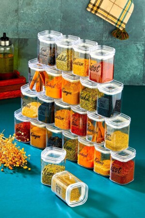 Labeled 24-Piece 250 Ml Acrylic Storage Containers -Premium Leakproof Mica Spice Shakers FBZ-250LL-20D - FBZhome