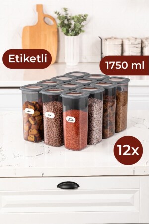 Labeled Foil Square Food Storage Container Set of 12 1.75 Large Size Anthracite 12LI-175 - Vienev