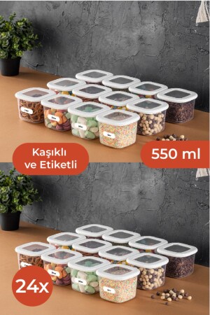 Labeled Foil Square Food Storage Container Set with Spoon 24 Pieces 0.55 Small Size White 24LU-055 - Vienev