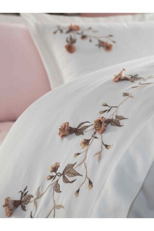 Lace Anetta 3d Embroidered Cotton Satin Duvet Cover Set bhradesng-2007dizayn-EB0002 - Behara Desing