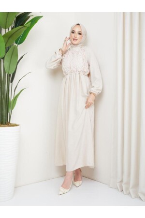 LACE DETAIL LINEN SUMMER DRESS - Moda Krash