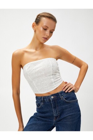 Lace Detailed Strapless Crop Athlete - Koton