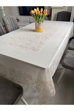 Lace Look Waterproof Wipeable Washable 1. Classroom PVC Table Cloth - Limay