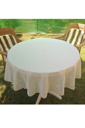 Lace Motif Oilcloth Round Tablecloth -(150 Cm) dop6593381igo - ELEGANCEV