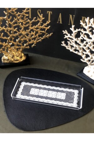 Lace Patterned Bar Type Plexiglass Tray -30x13cm- QBBTDN3013 - Queen Bee İstanbul