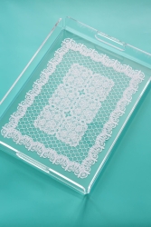 Lace Patterned Plexiglass Tray 36cm X 26cm QBML001 - Queen Bee İstanbul