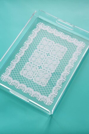 Lace Patterned Plexiglass Tray 36cm X 26cm QBML001 - Queen Bee İstanbul