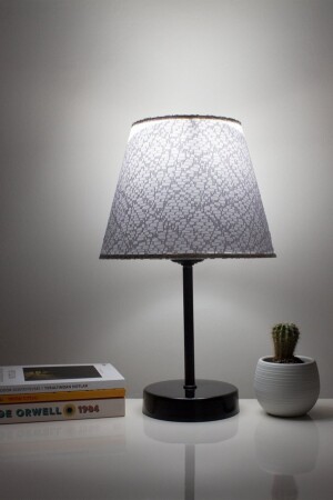 Lacy White Modern Bedroom Lampshade Black Leg Table Lamp ABSabajur-5000S - Vivido Abajur