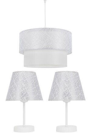 Lacy White Triple Lampshade Chandelier Set Bedroom Lighting luksev-100 - Vivido Abajur
