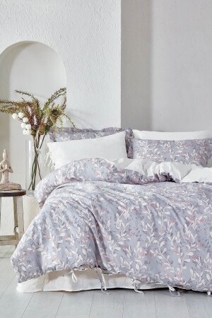 Ladin Double Duvet Cover Set 100% Cotton Non-Iron Printed 200x220 Cm NVRLDN200x220 - Ecocotton