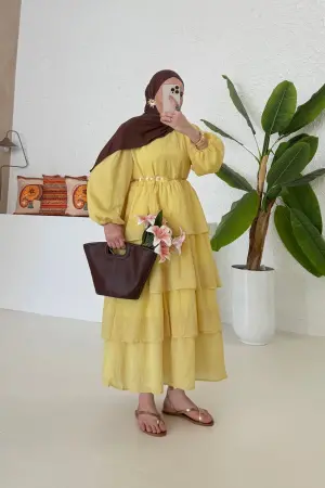 Lagenkleid Garden Voile Gelb - Nuuwears