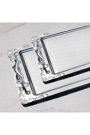 Lalezar 2 Pcs Stainless Steel Tray Tea and Coffee Tray - Serving Tray 2 Sizes tep022 - Nehir