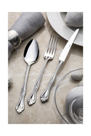 Lalezar Sade 89 Piece Fork & Knife & Spoon Set 03 - Nehir