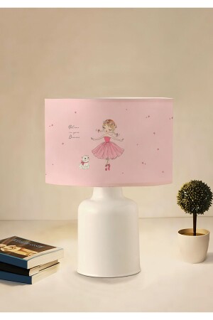 Lampenschirm für Mädchenzimmer mit rosa Ballerina-Herz und Stoff, bedruckt, Ayd-3047, AYD-3046 - HOMİNG