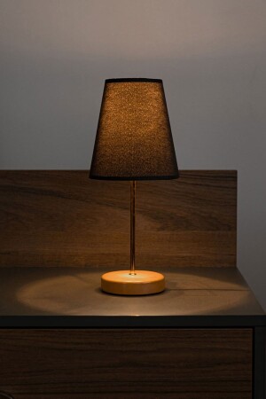 Lampshade Table Lamp Bedroom Night Light Black Hat Metal Gold Body Lampshade - By-Lamp
