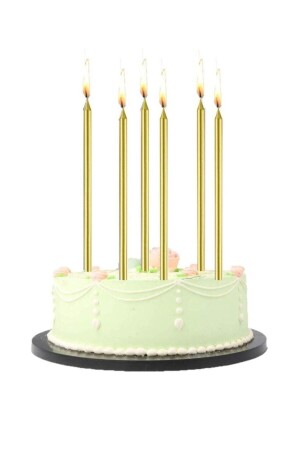 Lange goldene Kuchenkerze, 20 cm, 6 Stück - Egeparty