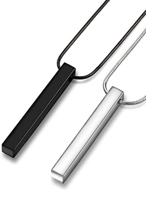 Langes, rechteckiges schwarzes 2-teiliges Murat Boz-Halskettenset, 70 cm - Trend Collection