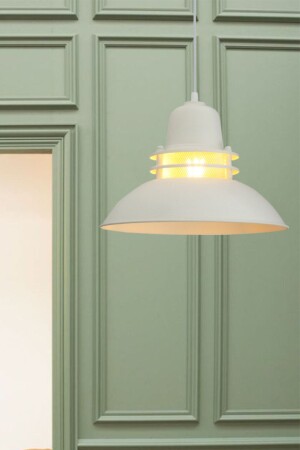 Lantern White Metal Chandelier Single Pendant Lamp Kitchen Children's Room Living Room Desktop Retro Lamp Models RSA2061XXXX02 - Bamyum