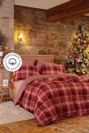Lanza Red 100% Cotton Flannel Double Duvet Cover Set 200. 21. 01. 0565 - Karaca Home
