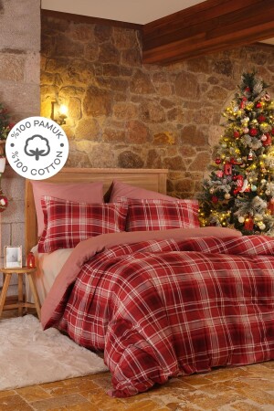 Lanza Red 100% Cotton Flannel Single Duvet Cover Set 200. 21. 01. 0567 - Karaca Home