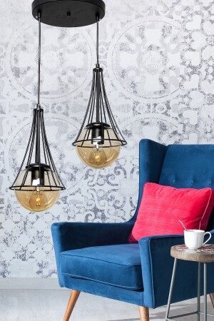 Lapis 2.li Siyah-bal Glop Camlı Avize BEG1040BEG02 - Begüsa