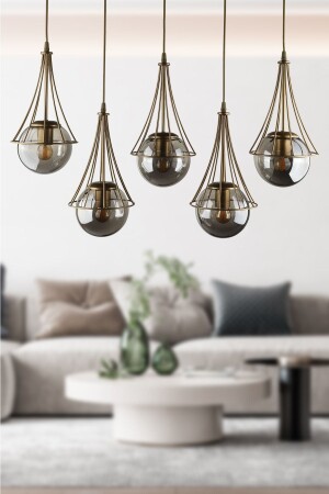 lapis 5. Row Chandelier Antique Smoked Glass BEG1040BEG05-S - Begüsa