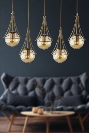 lapis 5. Row Chandelier Antiqued Honey Glass BEG1040BEG05-S - Begüsa