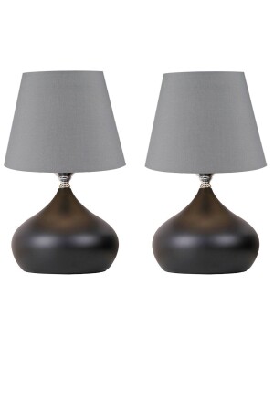 Lapis Set of 2 Anthracite Hat Table Lamp Single Metal Lampshade EV-324 - EvLight