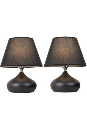 Lapis Set of 2 Black Hat Table Lamp Single Metal Lampshade EV-324 - EvLight