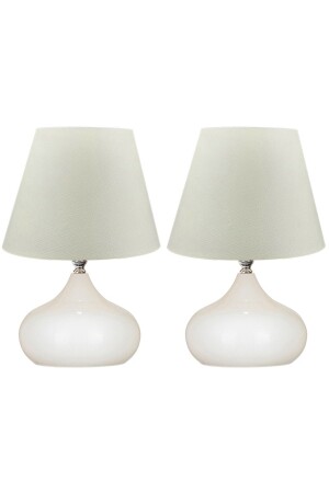 Lapis Set of 2 White Hat Table Lamp Single Metal Lampshade - Evlight