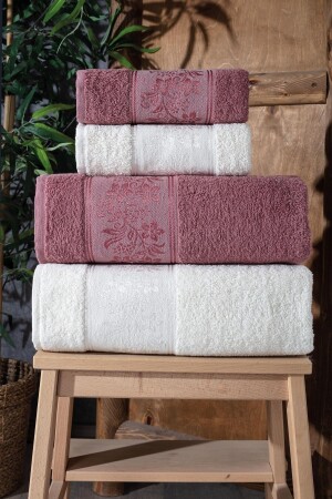 Lara Boxed 4-Piece Bath Towel Towel Set Towel Towel Set I Turkish Bath Set I Dowry Towel - Güvenal