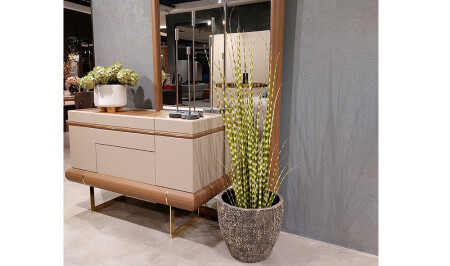 Large Gray Flower Pot with Flowers - 20401 - Cadde Yıldız