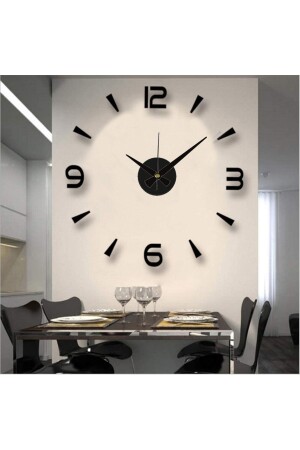Large Size 3d Latin Numeral Wall Clock Black Digit Height 10 Cm - Hyl