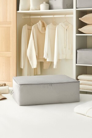Large Size Gray Herringbone Bed Base Pillow Quilt Sweater Hurcu 62x46x22 - Ocean Home Textile