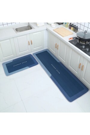 Large Size Magic Water Absorber Kitchen And Bathroom Mat Rectangular 118*38 Cm Blue - Beyzana