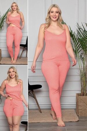 Large Size Pink Pajama Set with Tank Top, Shorts and Tights, Set of 3 80009 - Myben